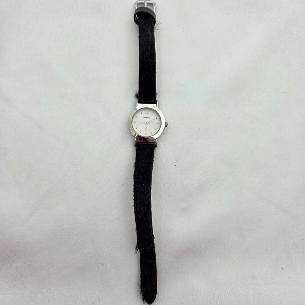 VTG 90s Fossil & Nordstrom Minimalist Watch - Black Cowhide Band - Picture 3 of 11
